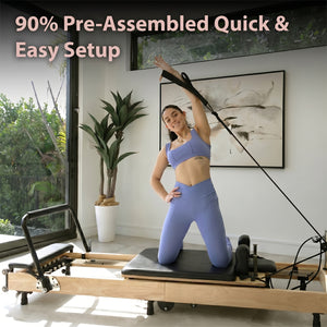 Ava Reform reformer folded in half — portable Pilates equipment for small spaces