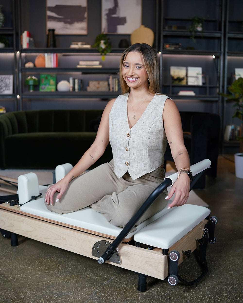Ava Reform adjustable reformer in small apartment — space-saving Pilates equipment